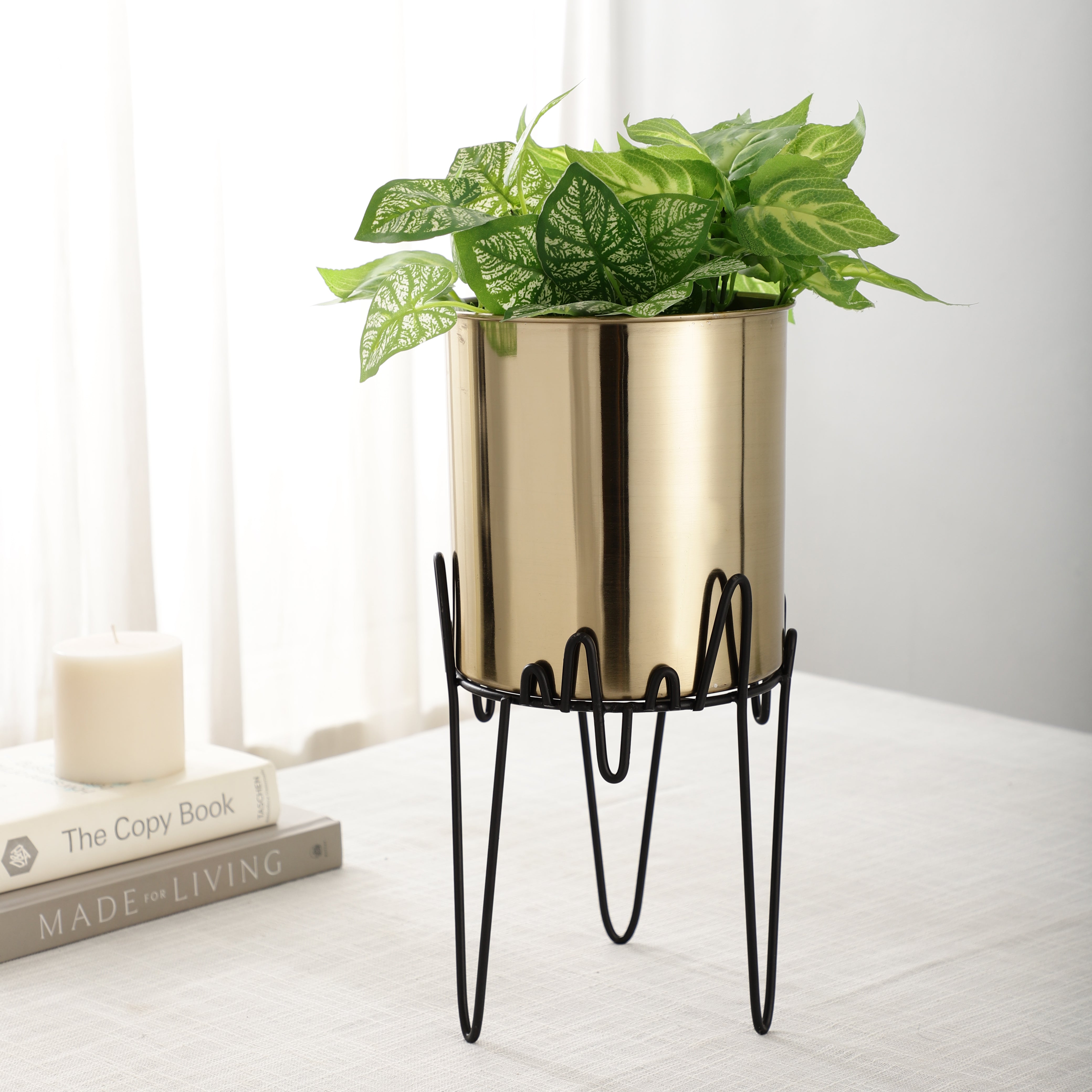 Serpentine Stainless Steel Gold Planter