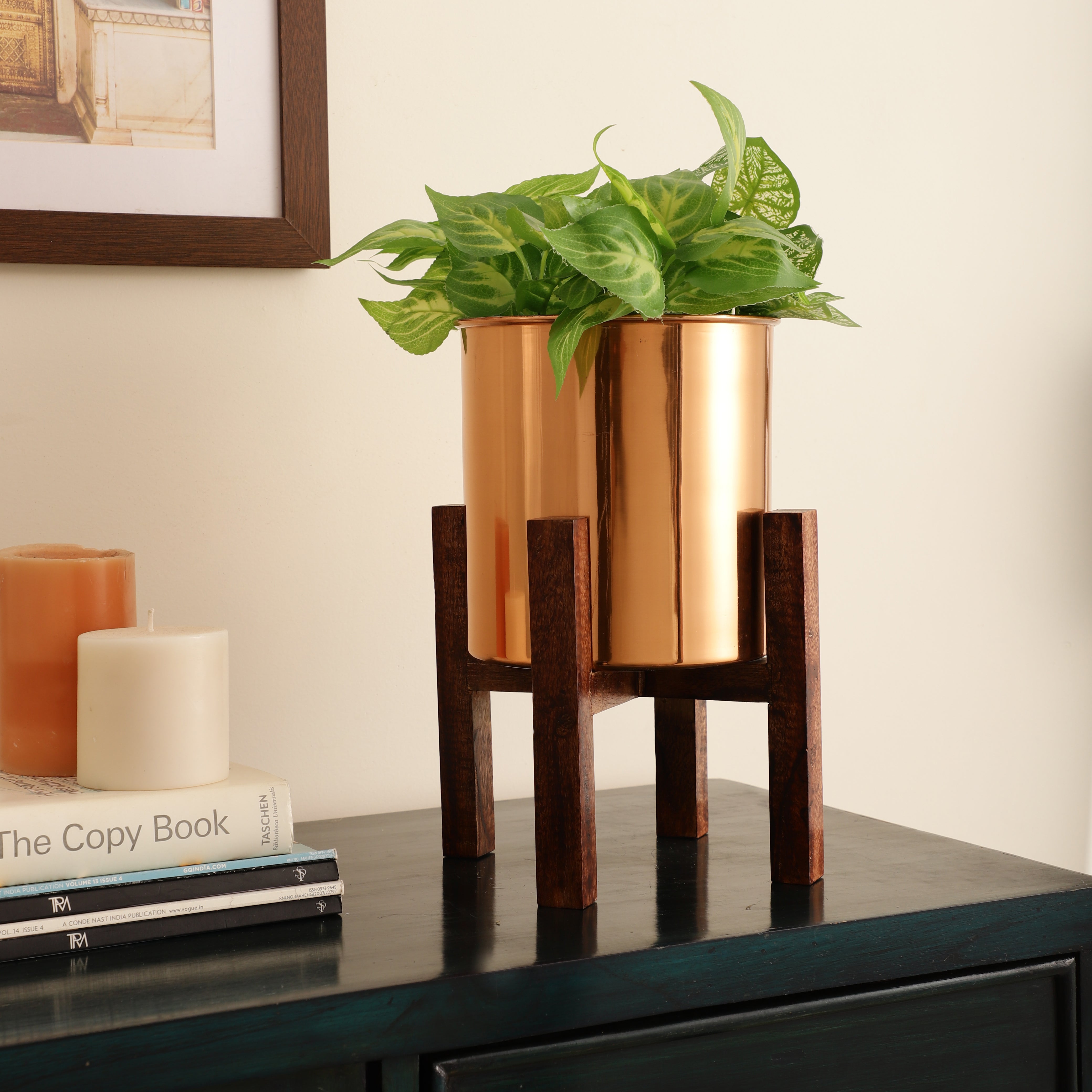 Wooden Arbor Stainless Steel Copper Planter