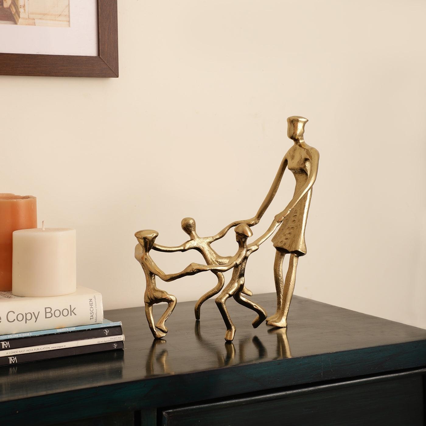 Togetherness Mother and Kids Gold Sculpture