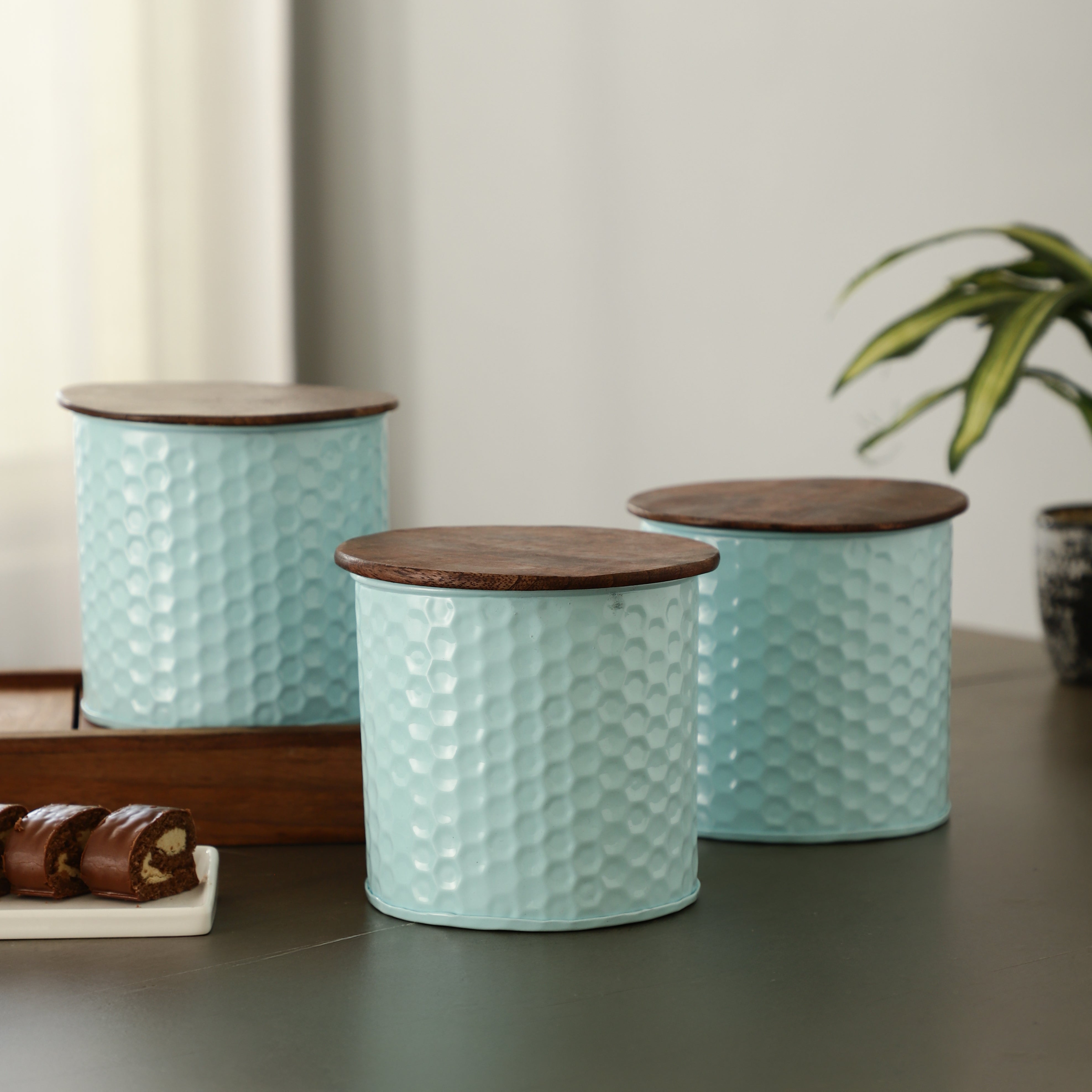 Blue Mystivault Storage Tea Sugar Coffee Jar Set