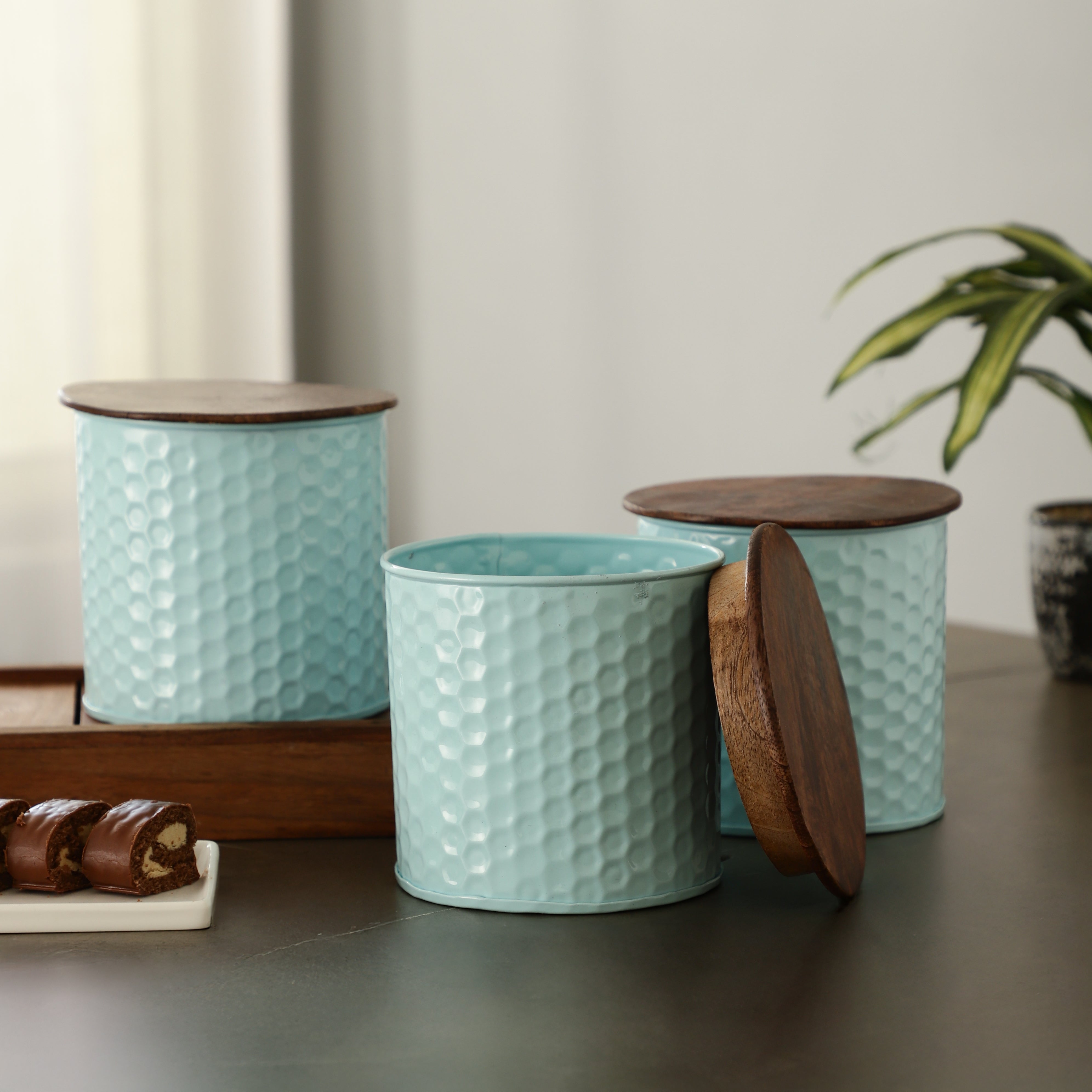 Blue Mystivault Storage Tea Sugar Coffee Jar Set