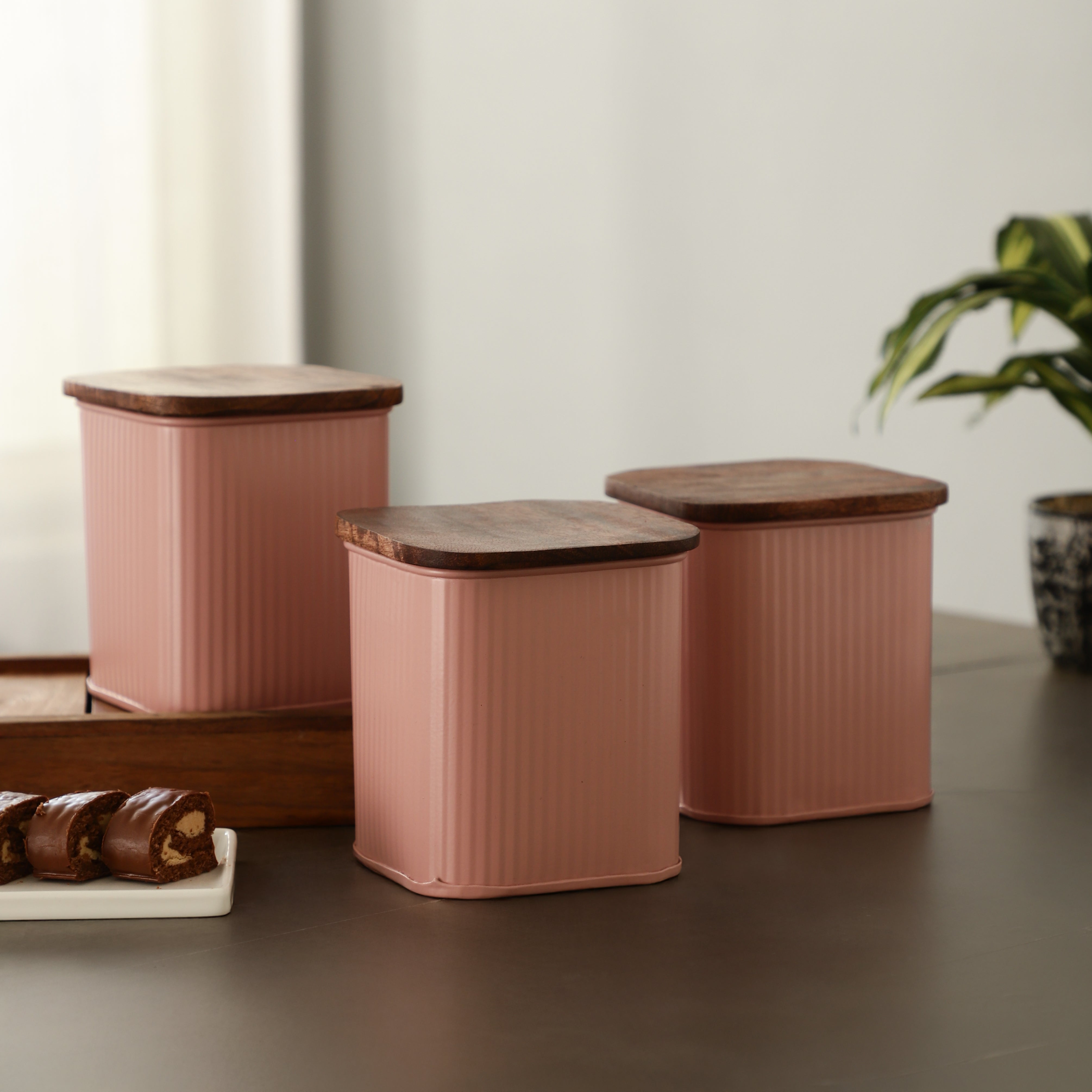 Pink Mystivault StorageTea Sugar Coffee Jar Set