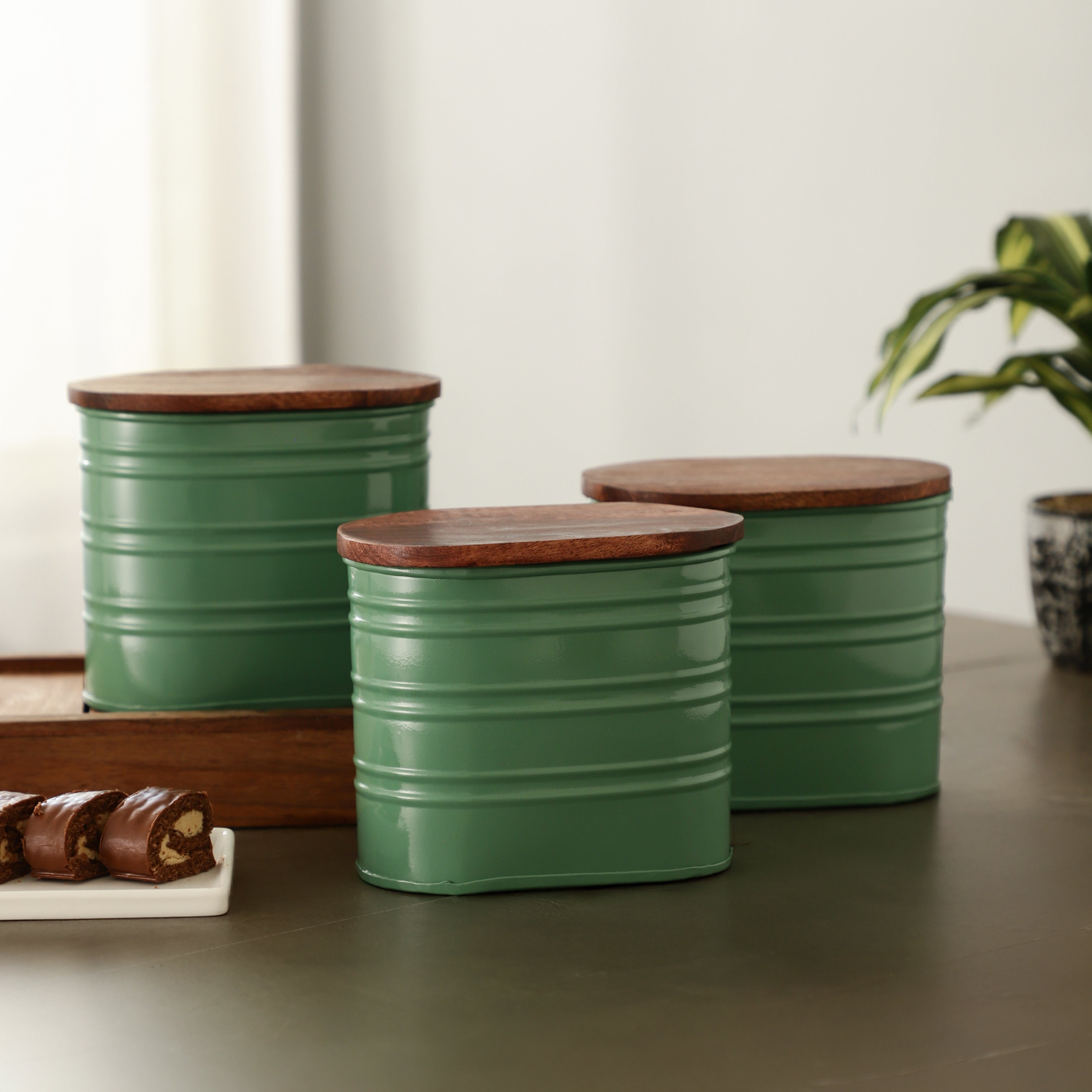 Green Rustoria StorageTea Sugar Coffee Jar Set