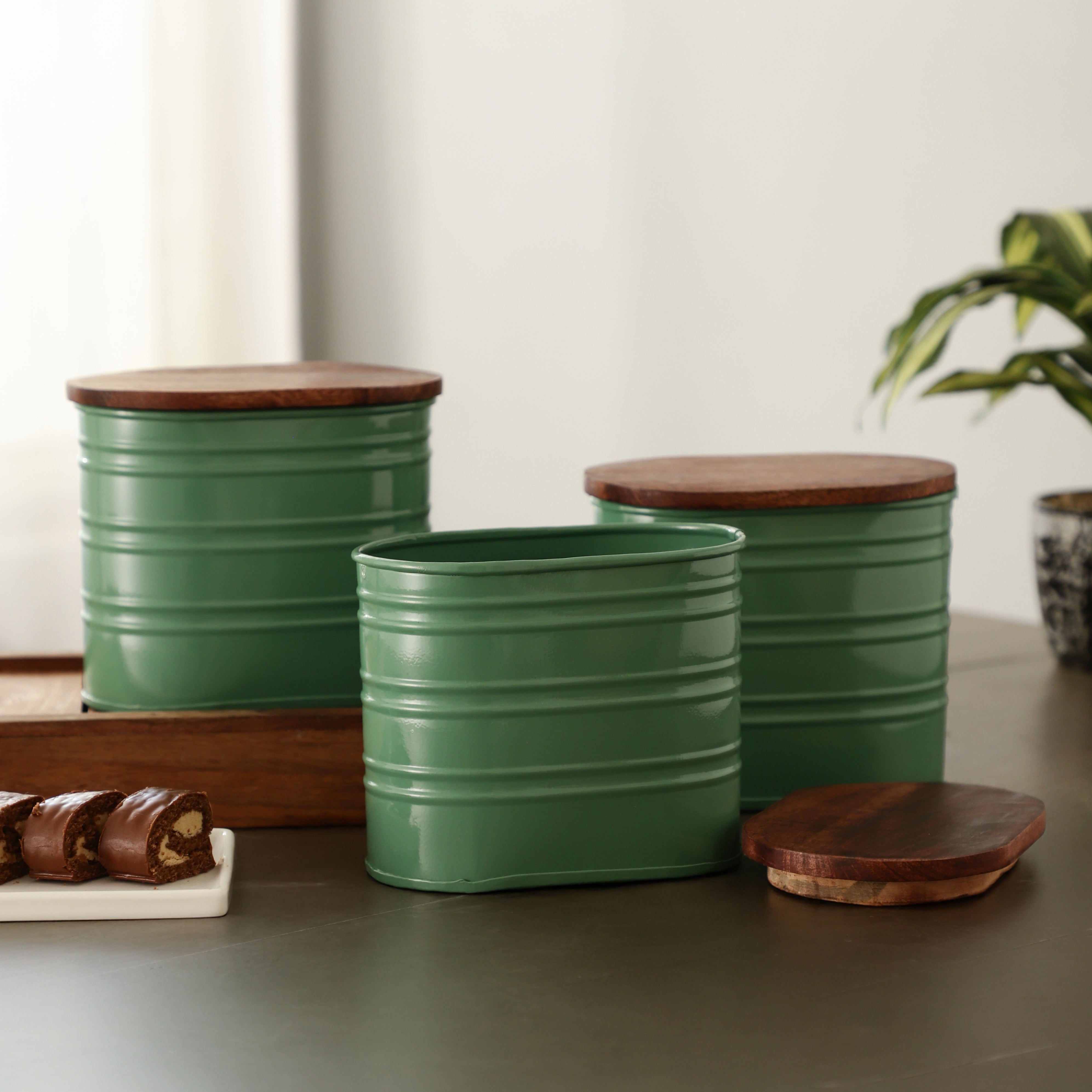 Green Rustoria StorageTea Sugar Coffee Jar Set